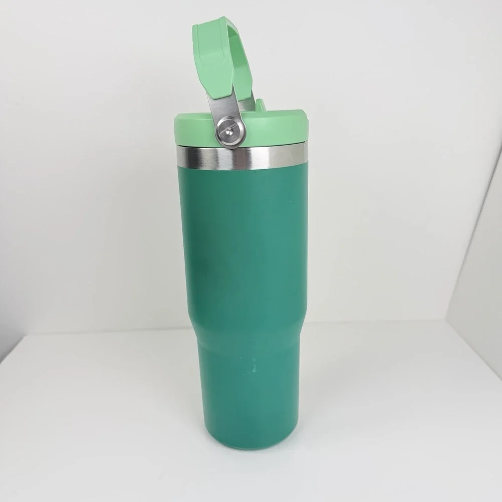 Stanley IceFlow Flip Straw Tumbler 30 oz Jade Green Insulated Bottle Handle - Picture 4 of 11